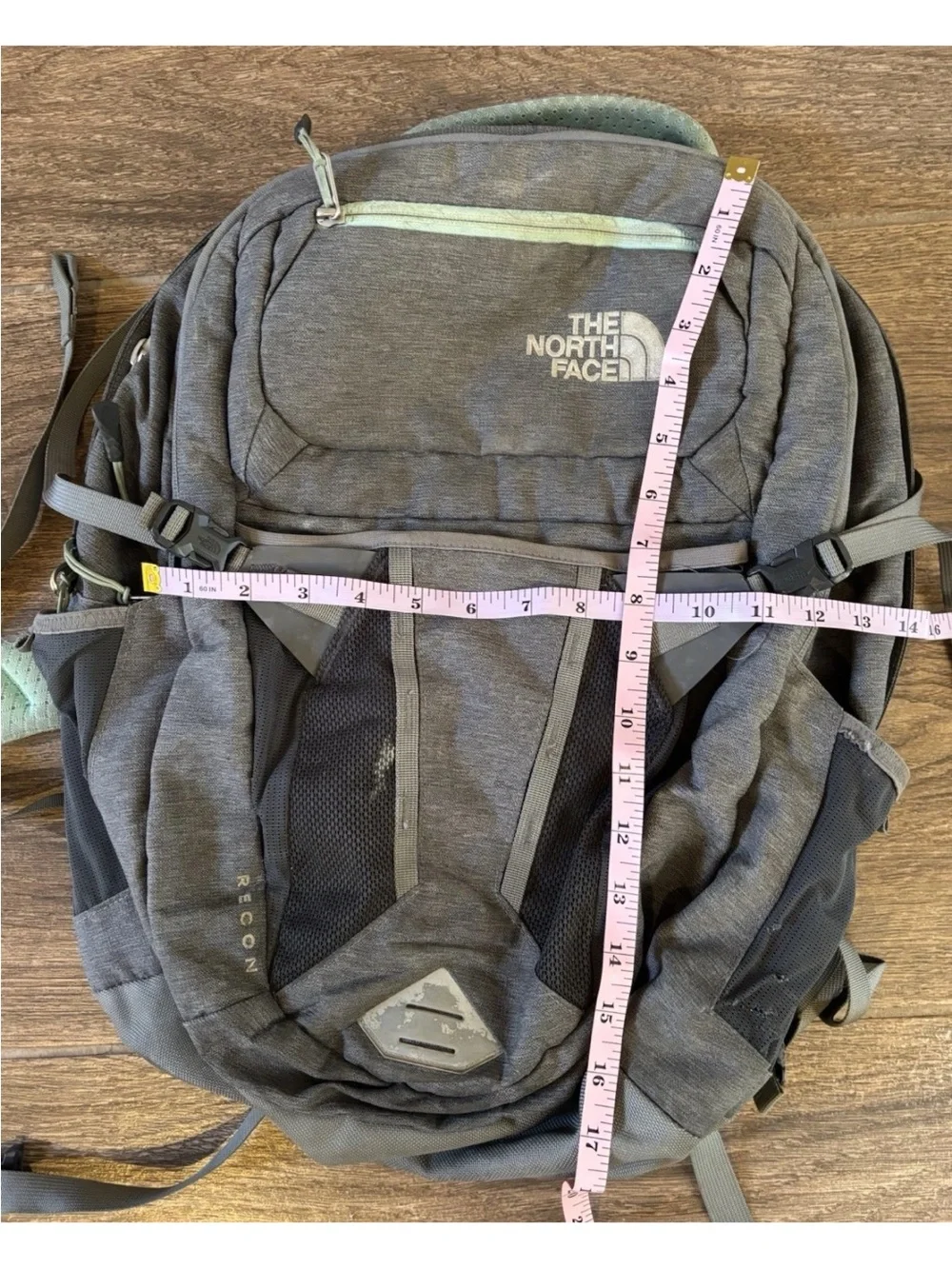 The North Face Recon Backpack Gray Green Laptop Travel School Bag